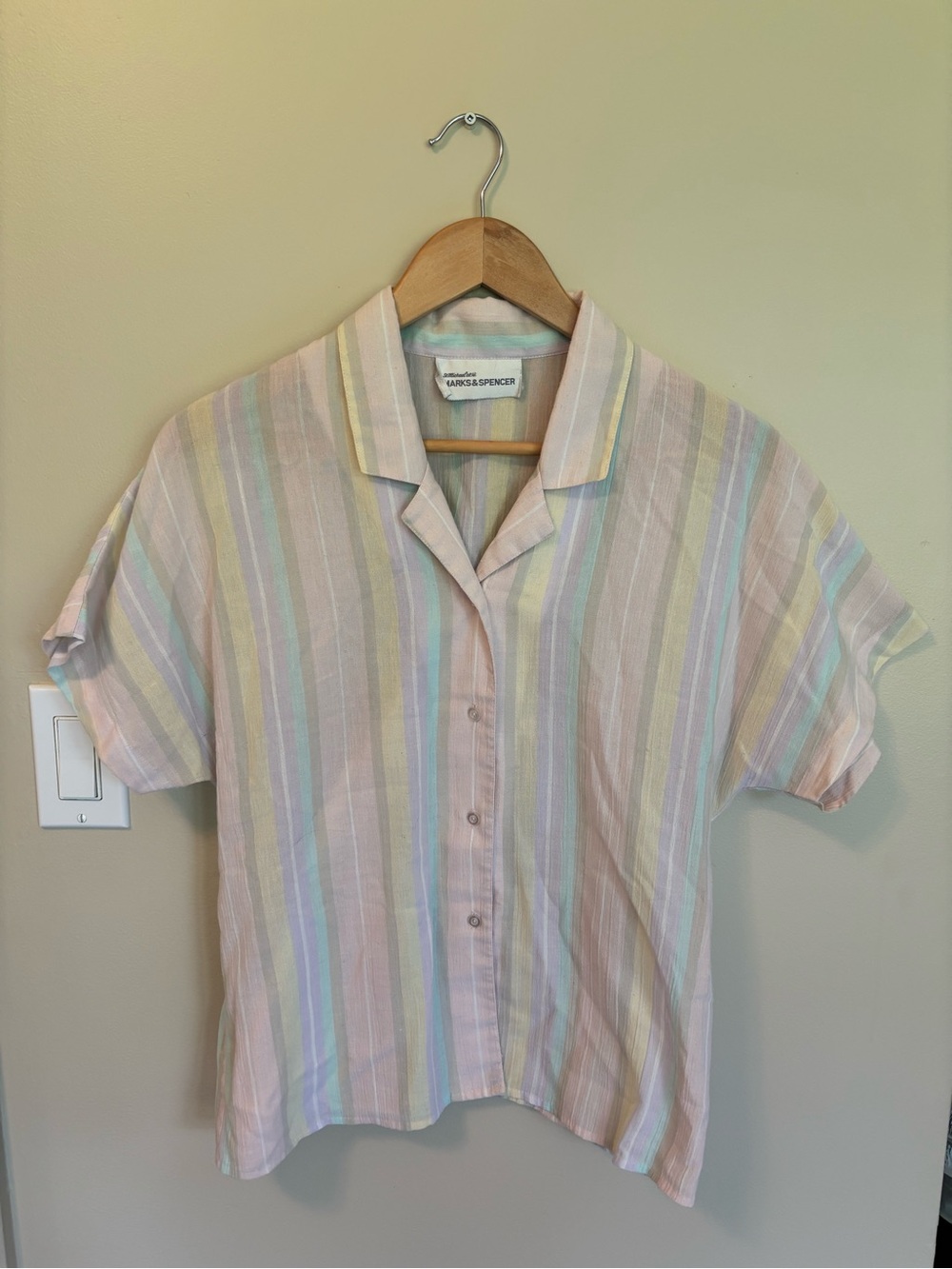 Marks & Spencer Pastel Multistripe Short-Sleeve Button-Down Shirt